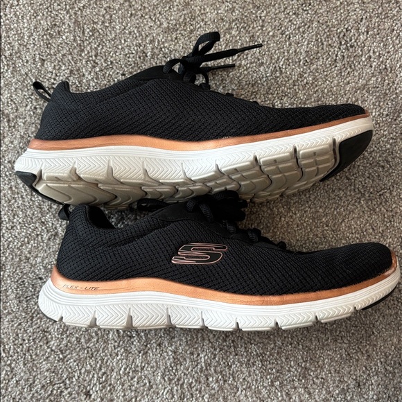 Skechers Black Mesh Sneakers with Rose Gold Trim Women 7.5 - Picture 4 of 4